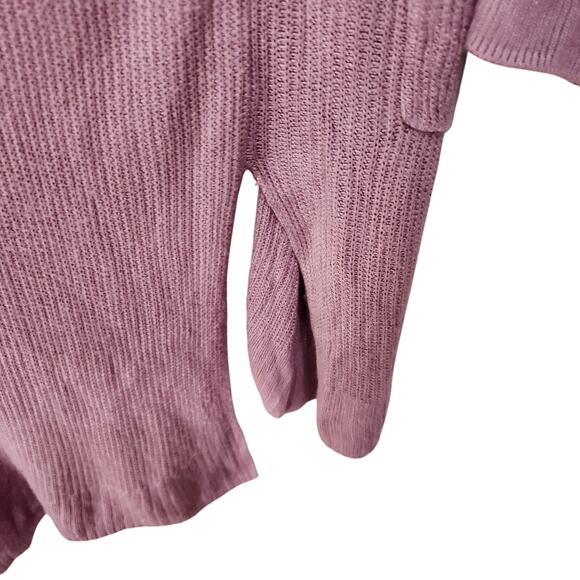 So Long Sleeve Open Front Long Cardigan Mauve Pink Hooded Side Slit Size Small - Picture 5 of 10